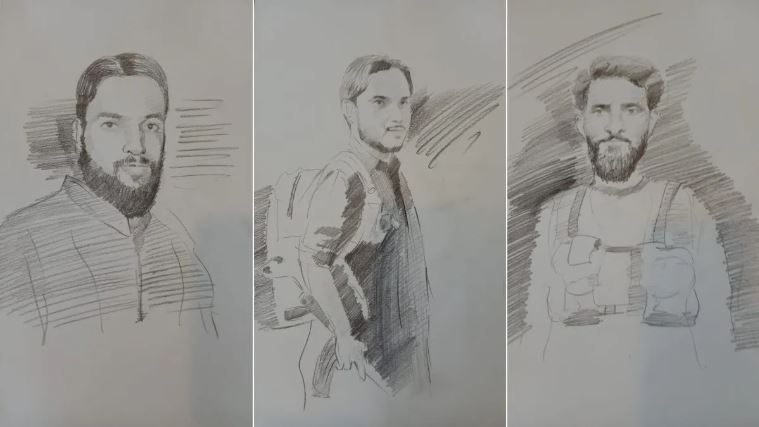 पहलगाम आतंकी हमले में शामिल 3 आतंकियों के स्केच जारी |