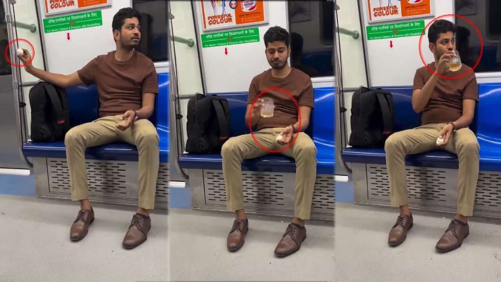 दिल्ली मेट्रो के अंदर अंडा खाने और शराब पीने की एक्टिंग करने वाला युवक गिरफ्तार